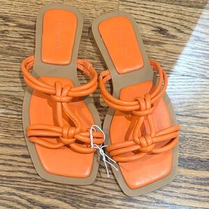 Orange Knotted Slide Sandals
